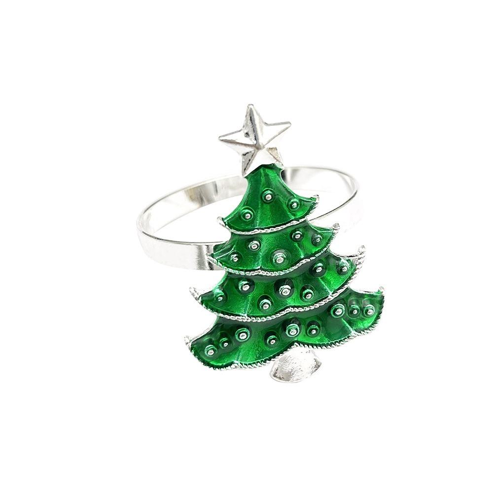 

Portable Green Tree Napkin Buckle Circle Tissue Ring Christmas Tree Napkin Ring Dinner Table серебряный