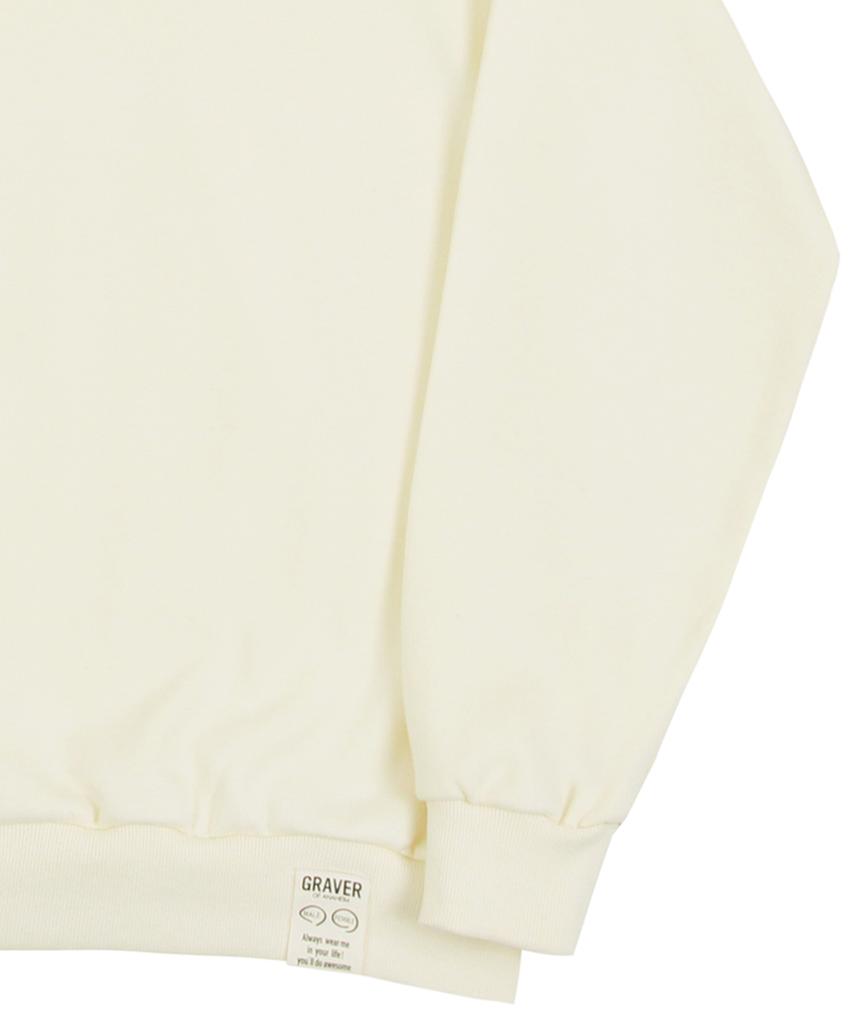 GRAVER [Unisex] Duck Face Embroidered Smile Sweatshirt_Cream