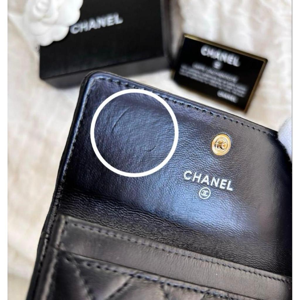 Used CHANEL Matelass Gold CC Logo Bi-fold Wallet Black Authentic