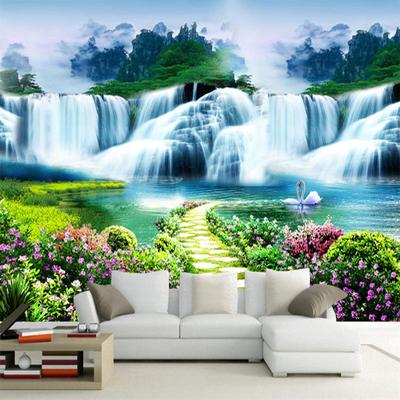 Mural 3D, paisaje natural clásico, papel tapiz con cascadas, sala de estar, TV, sofá, telón de fondo, Mural de pared, decoración del hogar