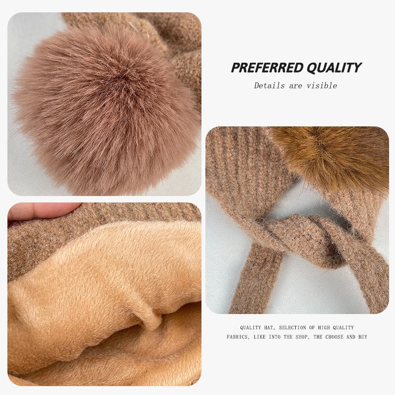 Fair Island Wind Ear Protection Knitted Hat Children's Winter Piled Thickened Warm Bag Head Wool Hat Northeast Ski Hat Tide