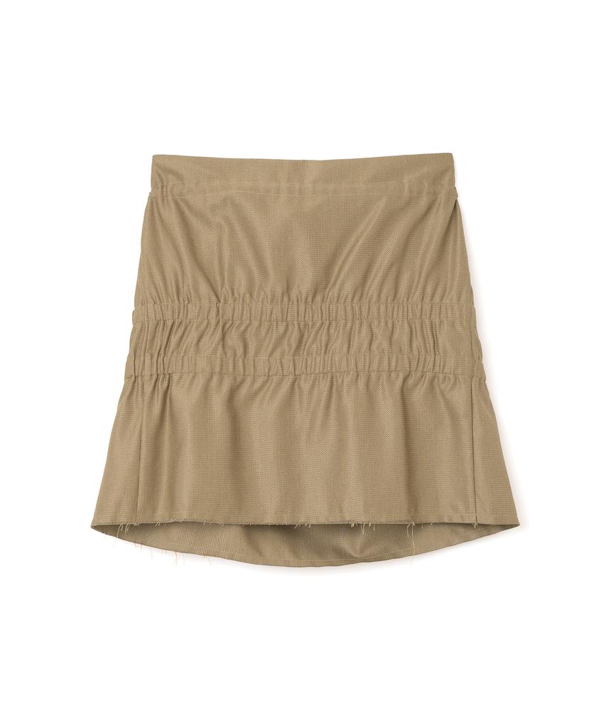 Milo Woman Cutoff Shirred Two-Way Skirt [Beige]