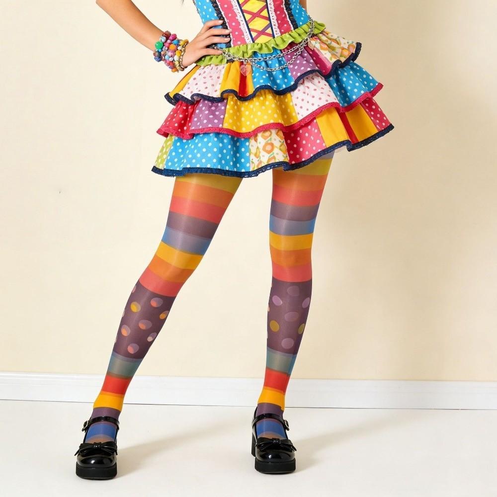 Elastic Rainbow Pantyhose Breathable Gradient Color Tights Colorful Stripes Stockings Party