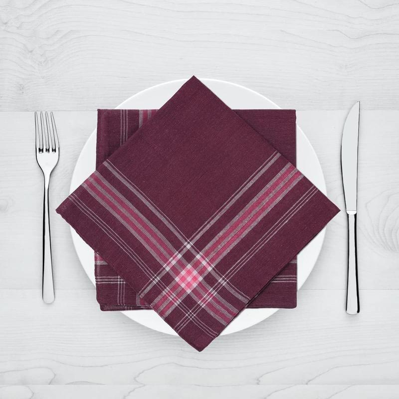 12Pcs Square Multicolor Plaid Stripe Men Women Pocket for Wedding Party Business Chest Towel Cotton Handkerchiefs Scarves