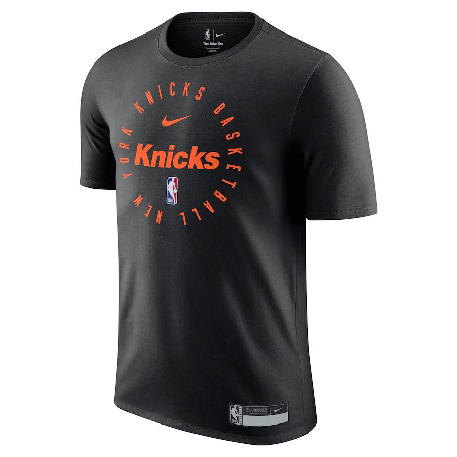 Nike X NBA Collaboration New York Knicks 2024-25 Season Crew Neck Comfortable Pullover Letter Short Sleeve T-Shirt Unisex Tops Black HF1430-010