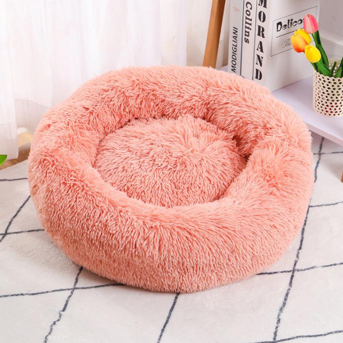Plush Cat & Dog Bed: Cozy Autumn/Winter Nest, Soft Round Mat