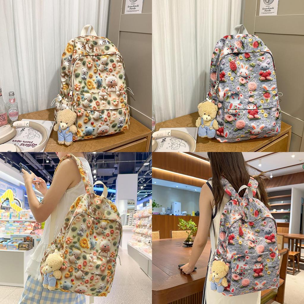 Cute Cartoon Animal Girls Boys School Backpack With Waterresistant Nylon For Students