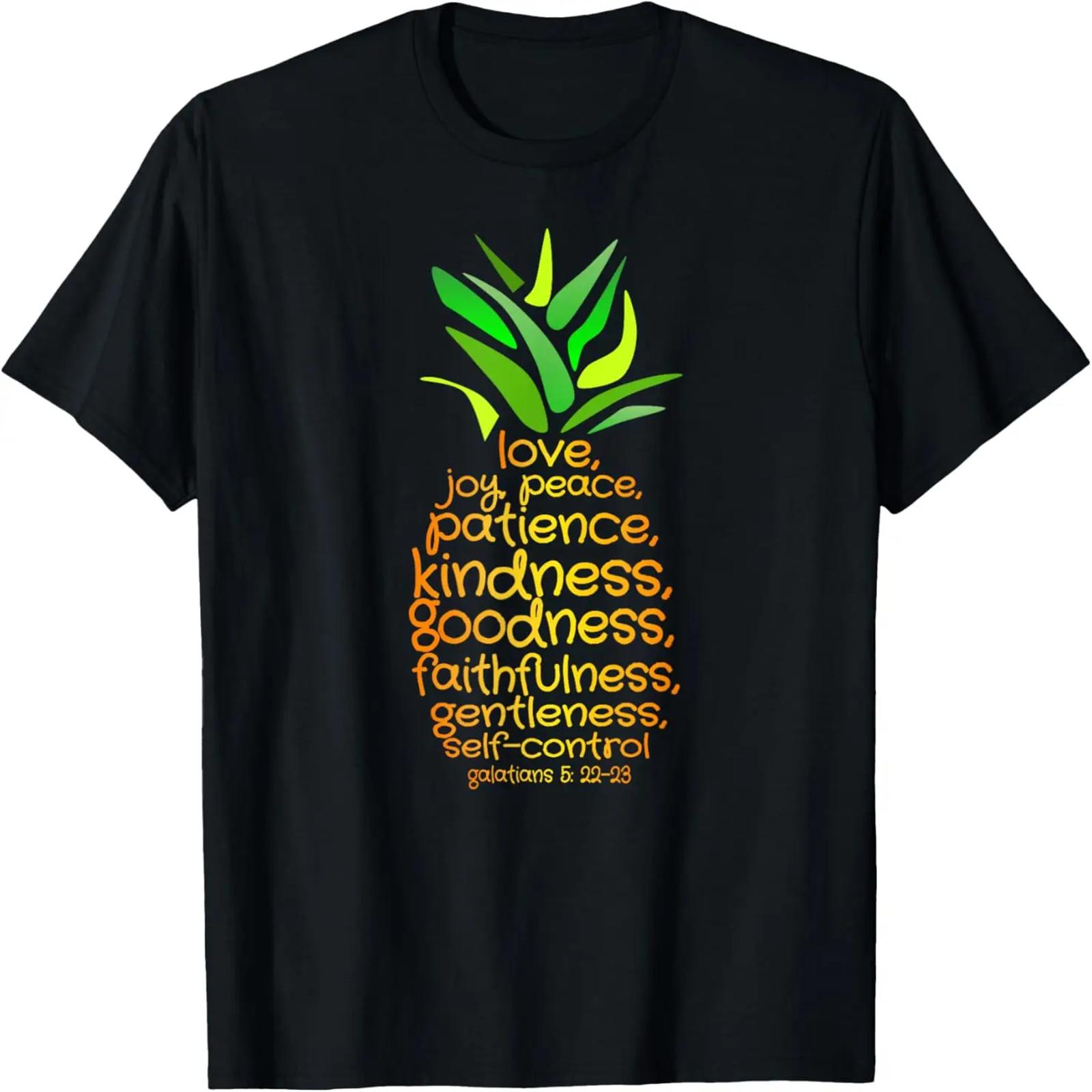Pineapple Shirt Bible Fruit Of The Spirit Love Joy Peace Tee T-Shirt S