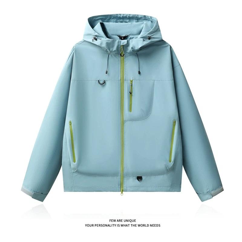 Windproof And Waterproof Hooded Jacket For Both Men And Women Outdoor Hiking Jacket With Multiple Pockets Casual Jacket