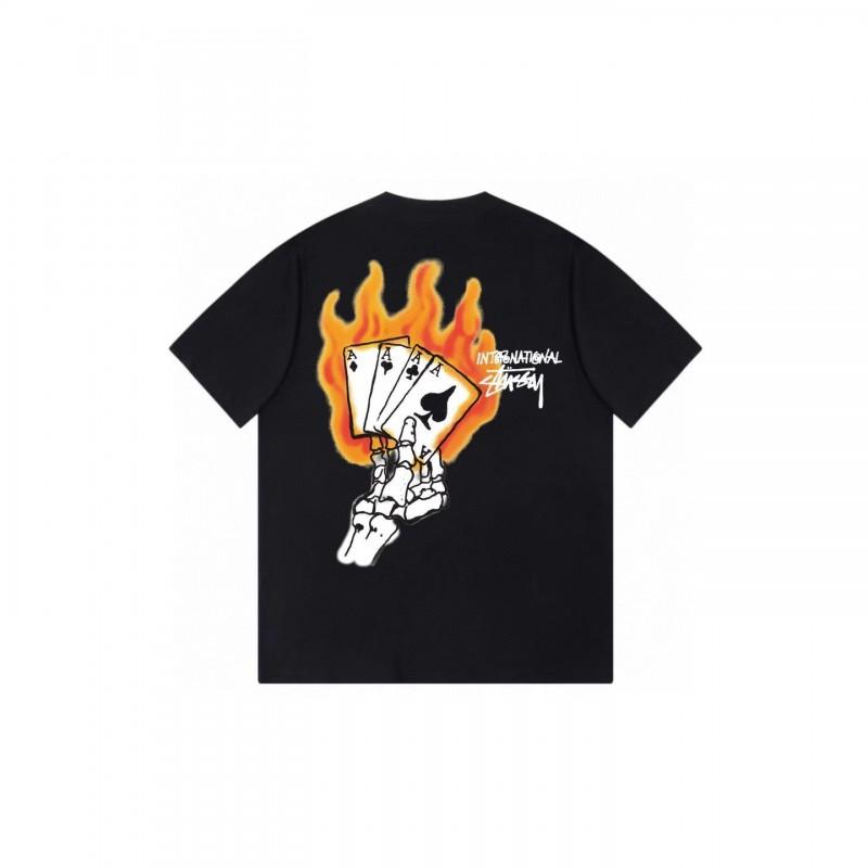 Stussy Short Sleeve T-Shirt Teens Loose Fit 270g Cotton Round Neck Casual Wear