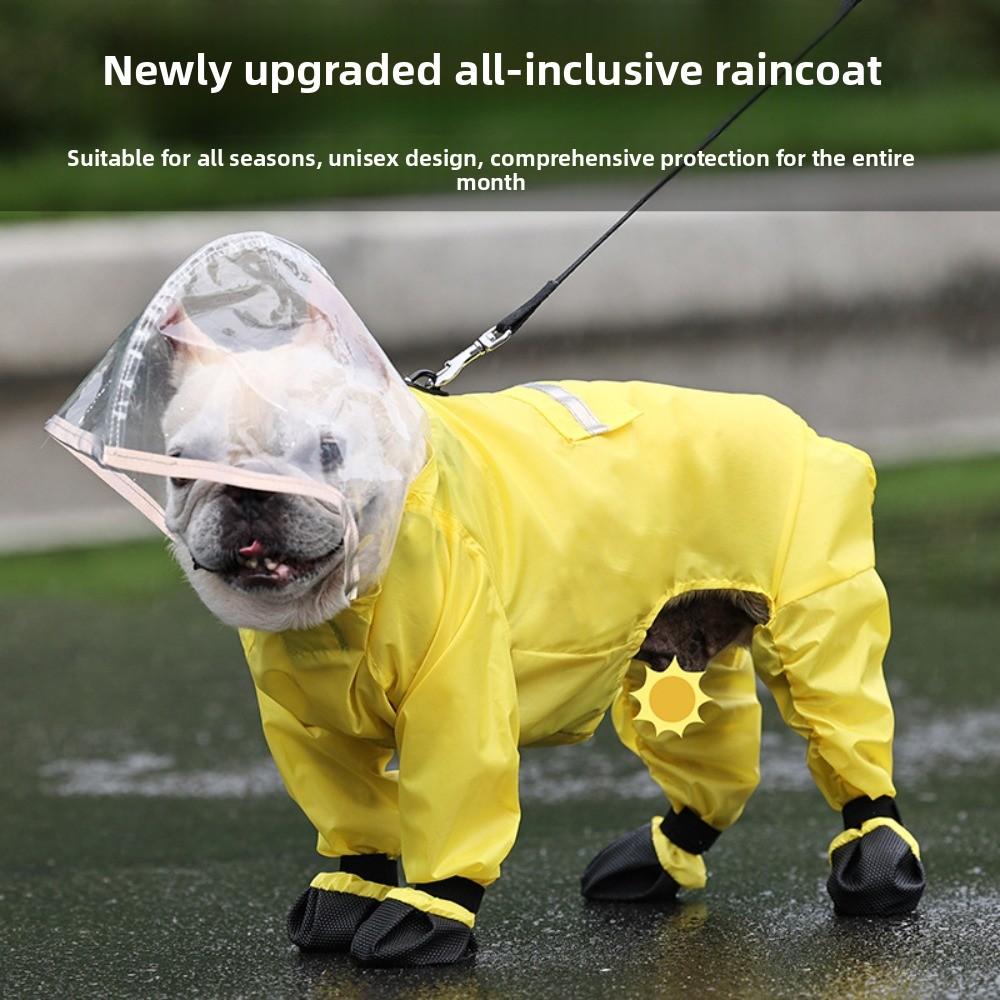 Belly-Covering Pet Outfit Dog Hooded Raincoat Reflective Strip Dog Rain Cloak  Dogs Puppy