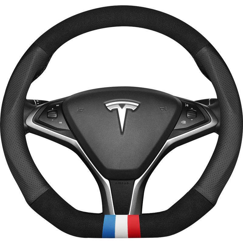 Tesla Model 3/Y/S/X Steering Wheel Cover - Genuine Leather, All-Season Fit