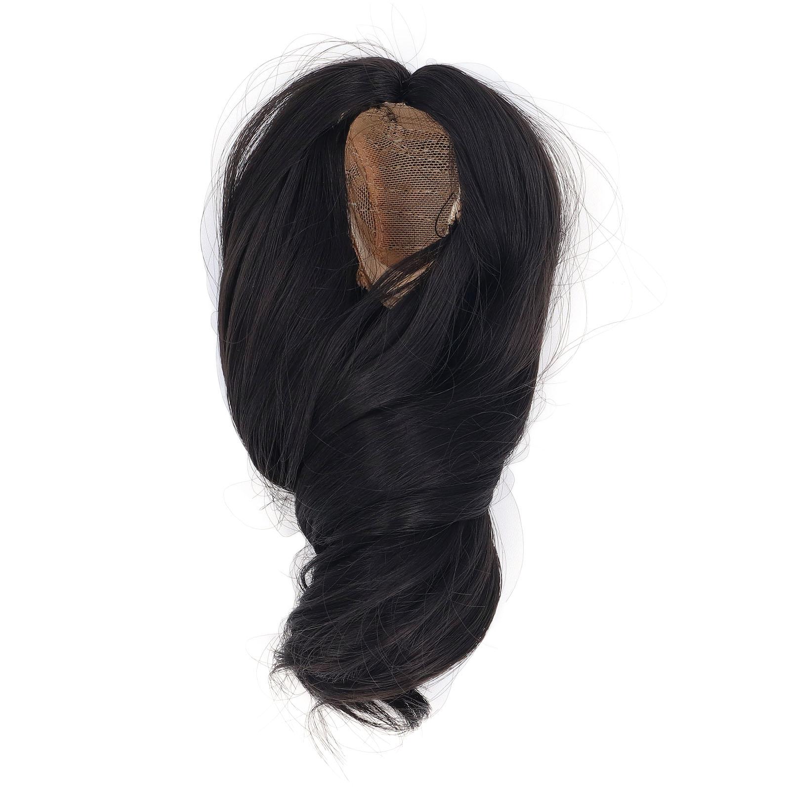 

Перука для ляльки 1/6 15,5–17,5 см Окружність голови М’яка шовкова перука для ляльки Довге кучеряве волосся Black