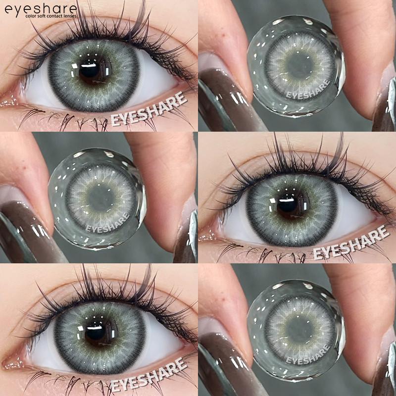 Eyeshare 1 Pair KING Gray Contact Lenses for Eyes 14.2mm Natural Brown Blue Softlens Eye Makeup Contacts Fashion Cosmetic