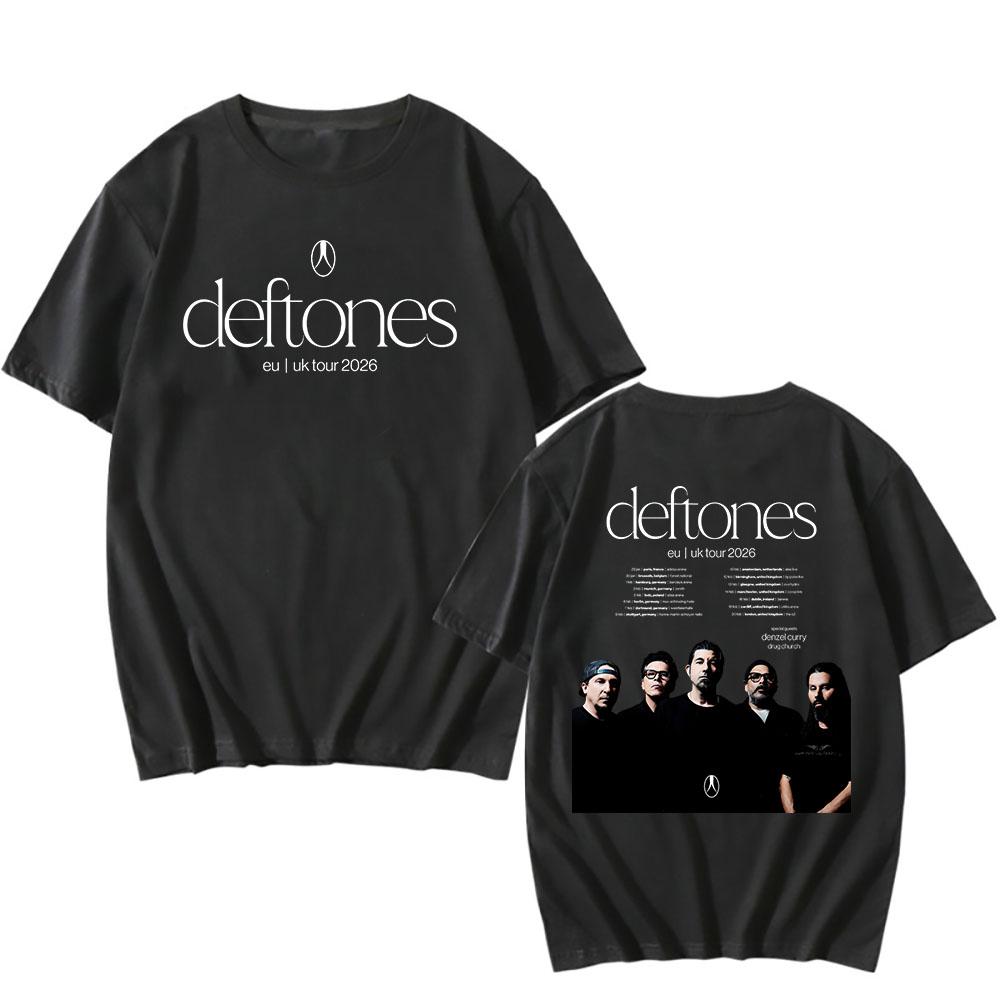 

Deftones EU UK Tour 2026 T-shirt Short Sleeve 100%Cotton Male Tshirts Fashion Casual Unisex Streetwear Band Graphic Print Tee couple matching outfit XXL