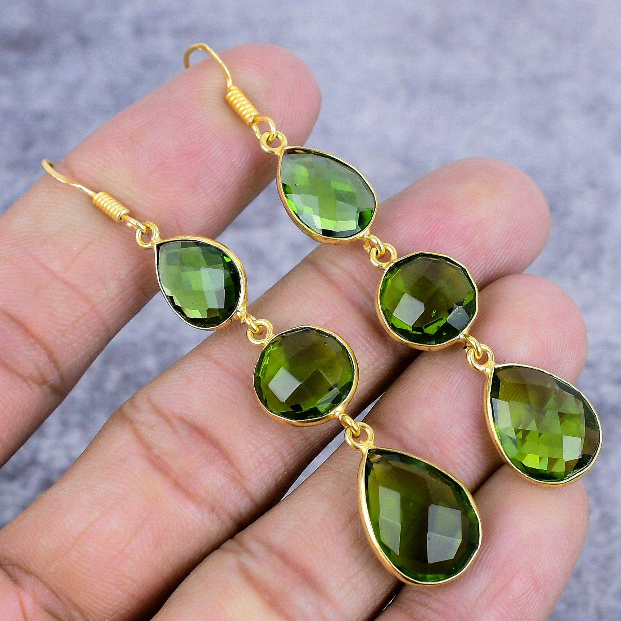 

Peridot Gemstone Handmade 925 Sterling Silver Jewelry Earring 2.96 M-2656