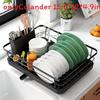 Modern Minimalist Water Drainage Dish Rack With Divided Storage For Kitchen Countertop Use