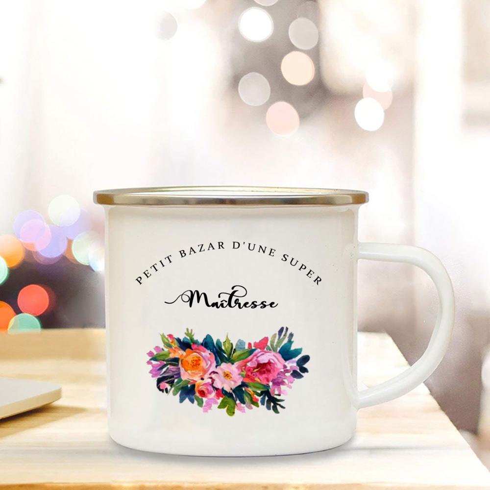 Little Mess of A Super Mistress France Enamel Mug Beautiful Premium Quality Gift Juice Tea Coffee Cup Gifts for Teacher