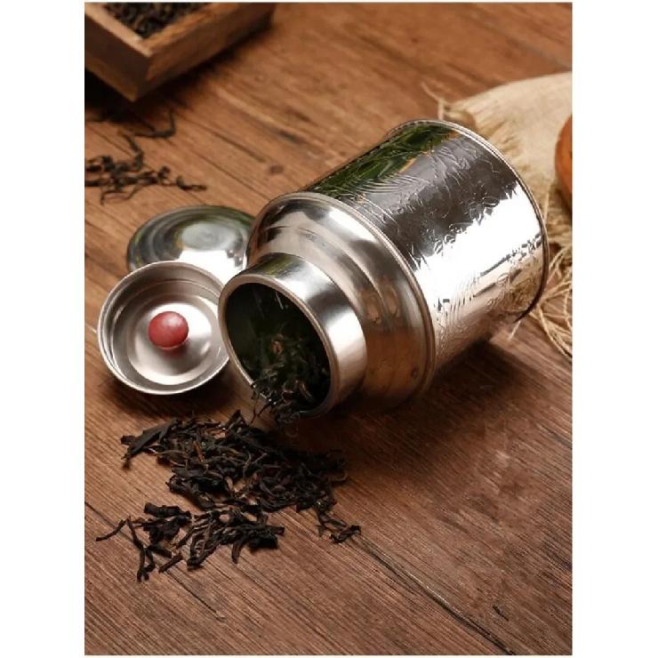 Stainless Steel Large Tea Pot Caddy Packaging Iron Box Household Portable Mini Metal Small Sealed Canister Storage Bottles Jars