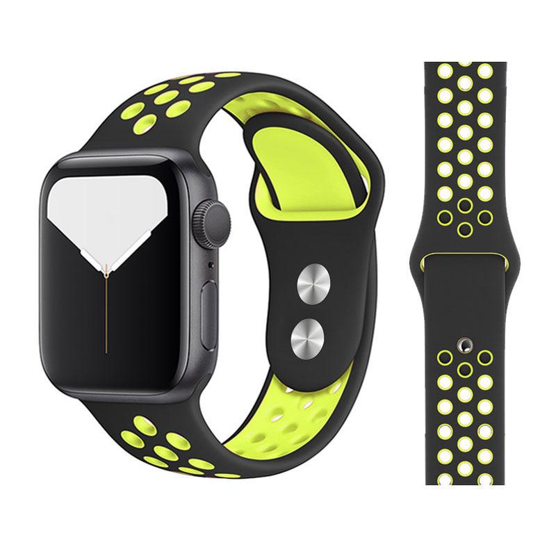 Neues atmungsaktives Silikon-Sportarmband für Apple Watch 5, 4, 3, 2, 1, 42 mm, 38 mm, Gummiarmband, Armbänder für Iwatch 5, 4, 3, 40 mm, 44 mm