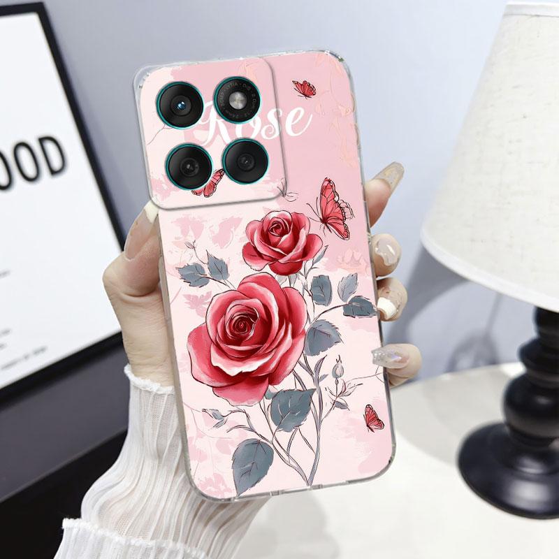 Phone Case For Moto Edge 60 Fusion Case Protect Cover For Motorola Moto Edge 60 Marble Butterfly Print Clear Soft Silicone Funda