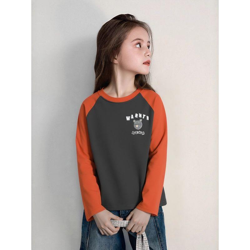 Children's Clothing Autumn New Style Raglan Sleeve Long-Sleeved T-Shirt for Older Children, Korean Style Cartoon Print Base Shirt for Boys and Girls