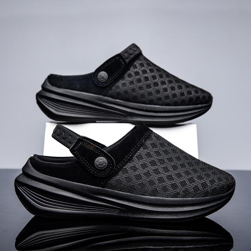 Men's Sandals Slip-On Anti-Slip Sports Bag Half Drag Shoes Mesh Breathable Lightweight Casual Beach Thick Sole Slippers Women