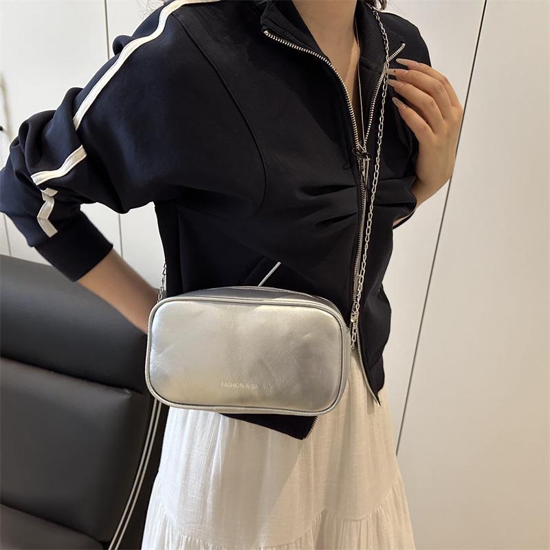 Solid color casual small square bag summer popular new fashion simple trend chain shoulder messenger bag