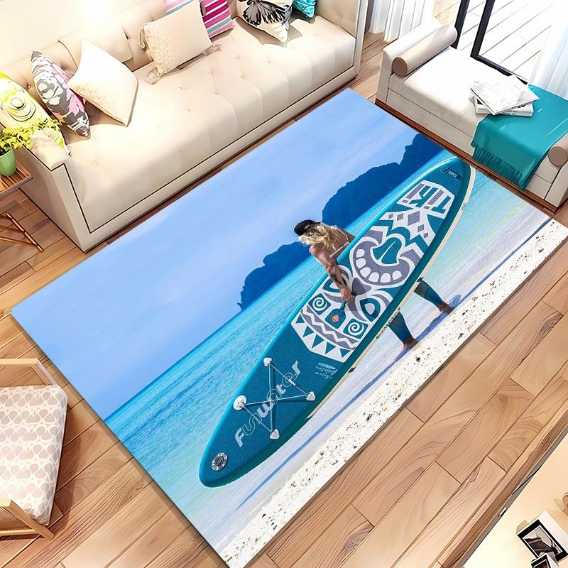 Surfboard Theme 3D Printing Large Area Carpet for Home Living Room Childrens Bedroom Mat Sofa Doormat  Floor Rug Anti-slip Decor