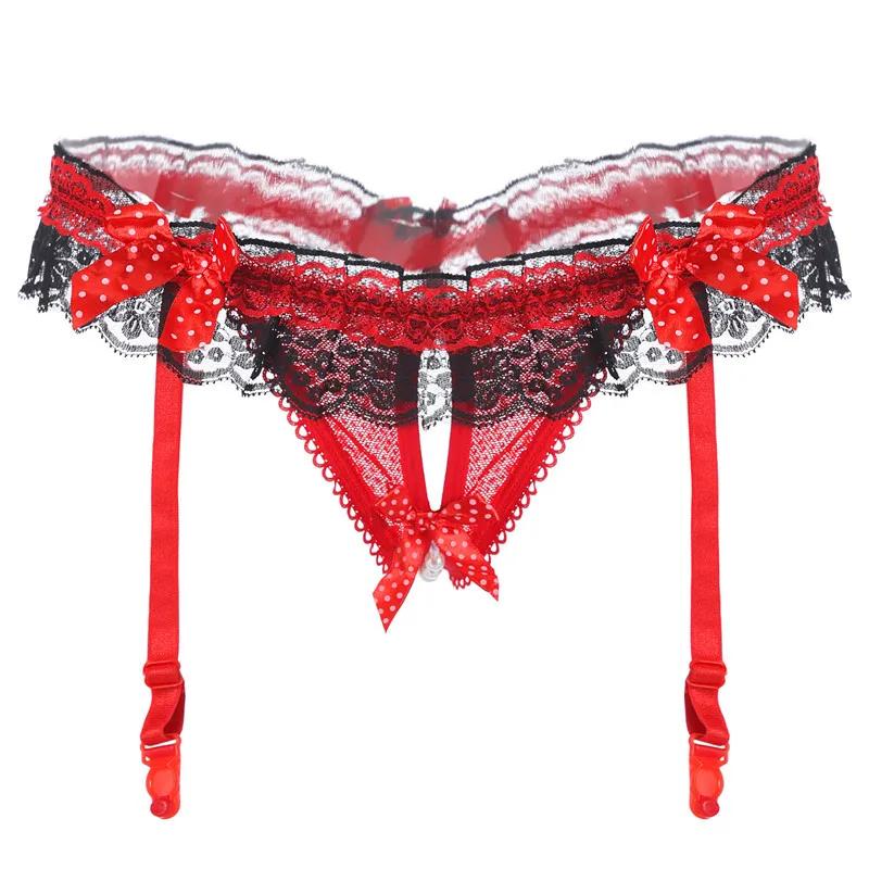 Red Lace Thigh-High Garters Women Sexy Transparent Underwear Elastic Suspender Belt For Stockings Female Erotic Lingerie