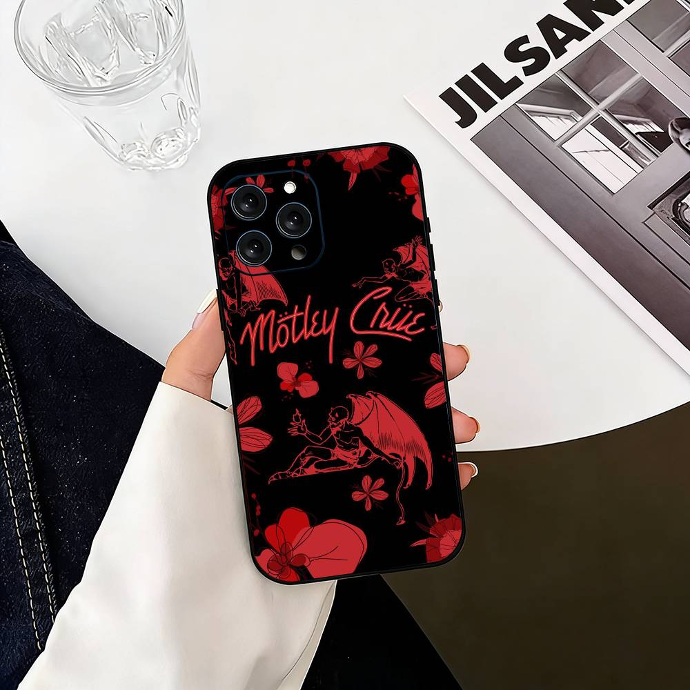 Retro Motley crue Phone Case For iPhone 17, 16,15,14,13,12,11 Plus,Pro Max, Others Soft Black Cover