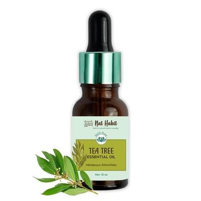 Aceite Esencial de Árbol de Té 100% Puro de Nat Habit Con Melaleuca Alternifolia Para Cabello y Piel, Destilado al Vapor, Aceite para Difusor- 15 ml