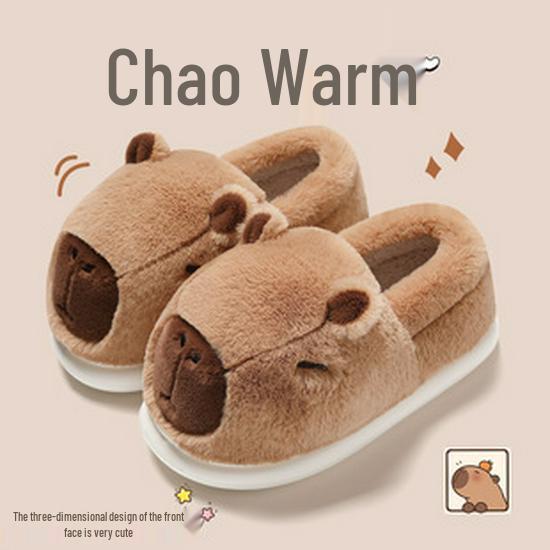 Men's and Women's Color Block Plush Cotton Slippers - Warm, Non-Slip, Indoor Footwear for Autumn and Winter