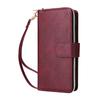 For iPhone 17 Case Zipper Pocket 9 Card Slots PU Leather Phone Cover with Hand Strap