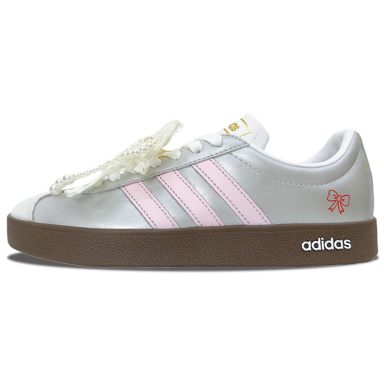 

Adidas Neo VL Court 2.0 Coverage Cushioning Abrasion Resistant Low top Skateboard Shoes Unisex Silver Pink ID6015(Team1071-) 37⅓