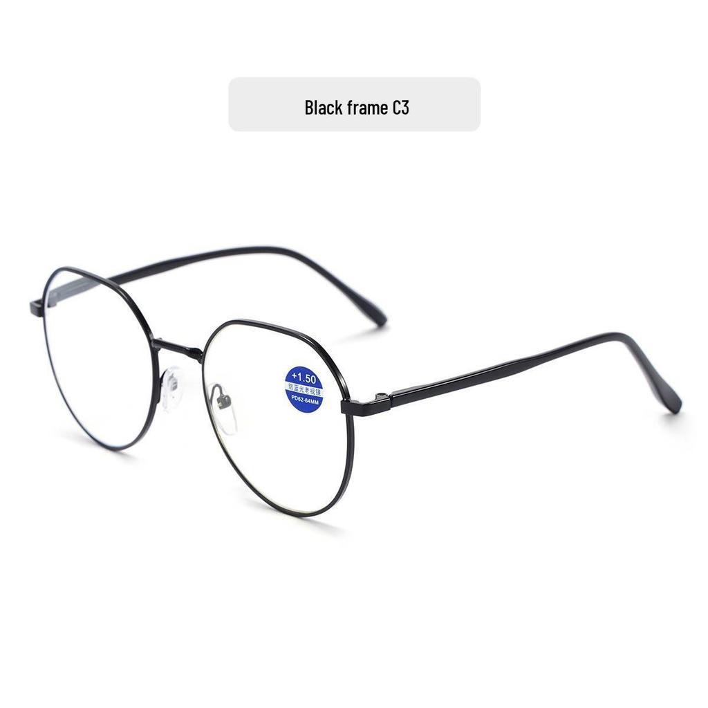 B8001 Anti-Blue Light Metal Reading Glasses - High-End, Comfortable Round Frame for Middle-Aged & Elderly