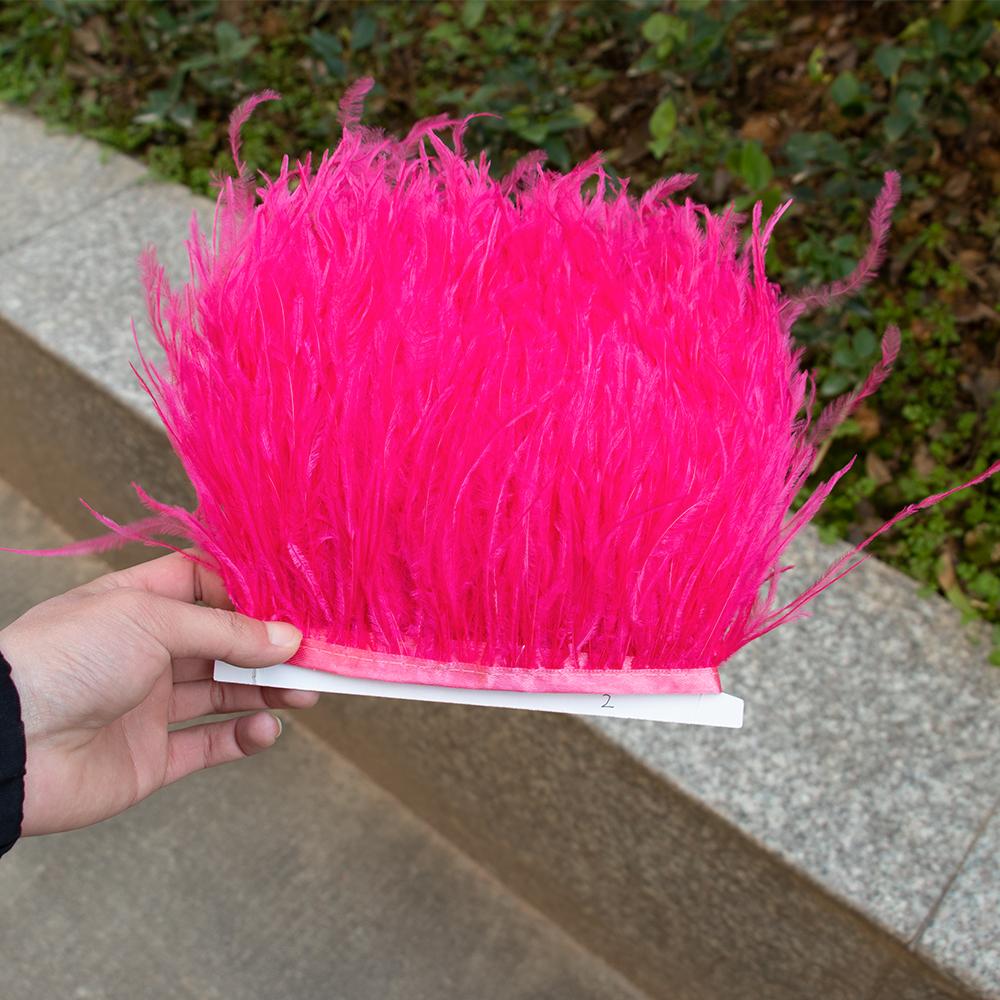 8-10Cm Ostrich Feather Trims For Skirt Natural Ostrich Feathers On Tape Ribbon Decoration For Dresses Carnival Accessories