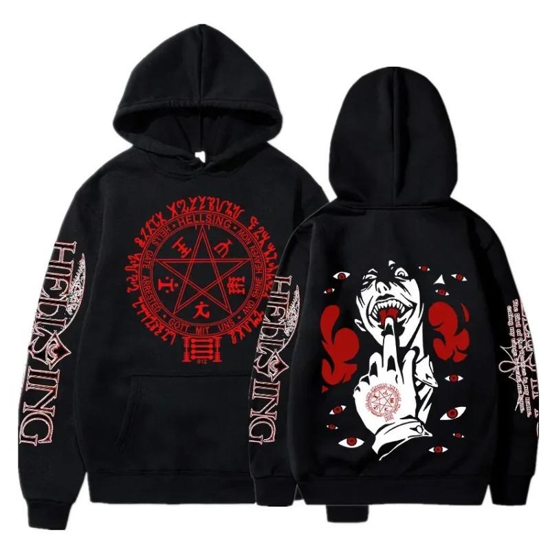Anime Hellsing Hoodies Men Streetwear Fashion Manga Print Pullover Harajuku Unisex Oversized Long Sleeve Sweatshirts