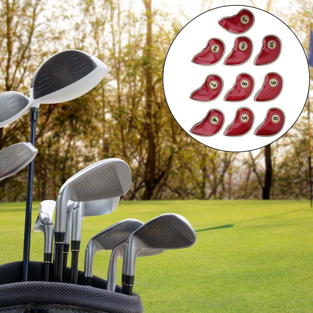 10Pcs Set High Quality PU Golf Iron Head Cover Headcover Club Protector Protective Casered