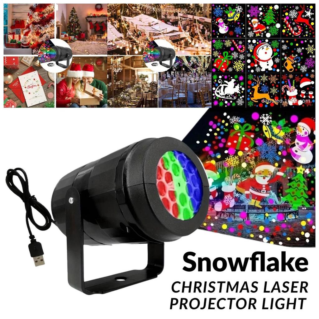 16 Patterns Christmas Projector Lights Rotatable Christmas Decoration Outdoor/Indoor Led Projector for Holiday Party Xmas Decor