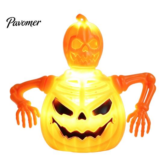 Battery Operated Lamps Halloween Pumpkin Night Light, LED Spooky Skeleton Desk Lamp, Electric Decorative Lights Candle Light for Holiday Party