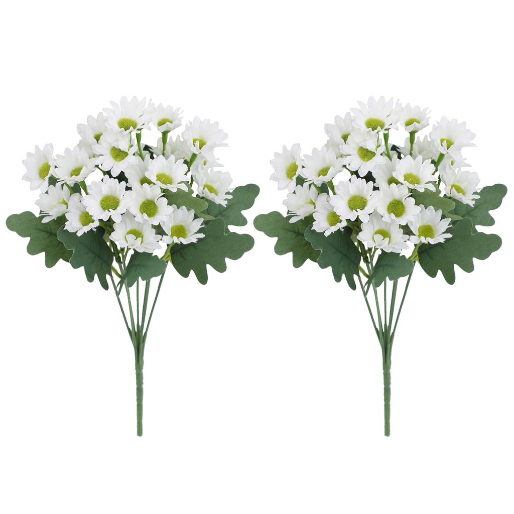2Pcs Artificial Daisy Flowers Fake Chamomile Bouquet Floral Arrangement Decor for Wedding/Home/Photography Props