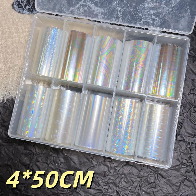 1 Set 10 Patterns Nail Foil Transfer Paper Metal Stickers For Professional DIY Nail Art Salon Home Decor