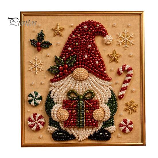 Artistic Faux Pearl Bead Mosaic Christmas Art Kit, 20x20cm Xmas Painting DIY Decorative Gemstone Wall Sparkling 3D Diamond Craft Kit for Adults,