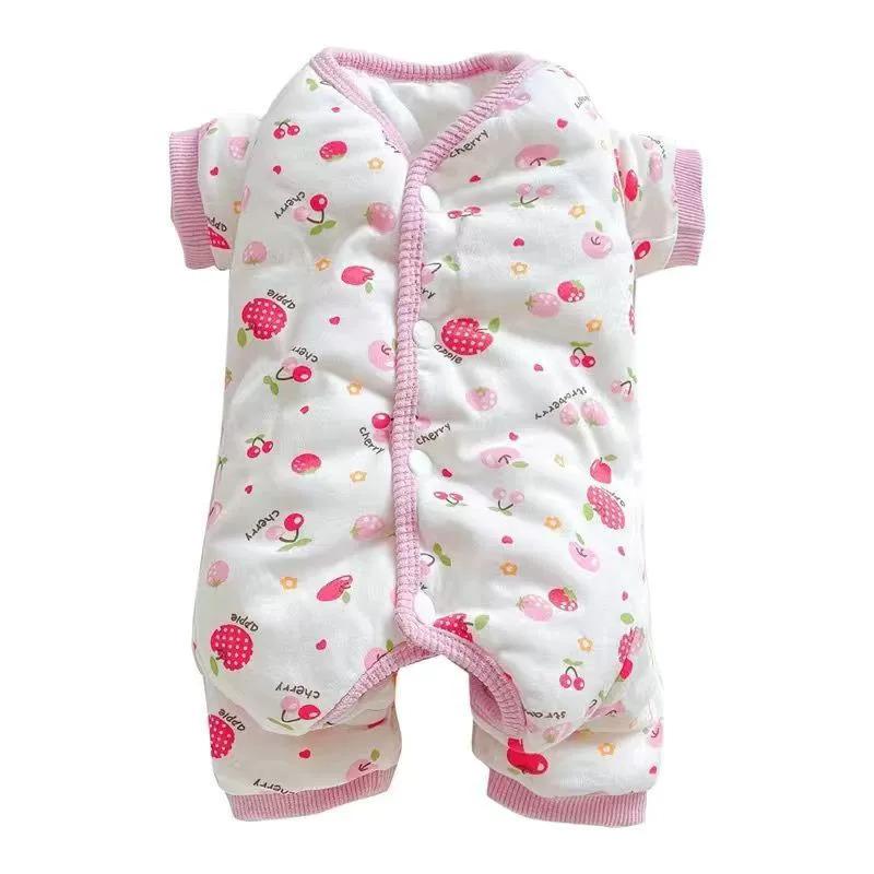 

Girl Dog Clothes Pajamas Jumpsuit Female Pet Apparel Pomeranian Poodle Bichon Schnauzer Dog Clothing Costume Winter Puppy Outfit S розовый