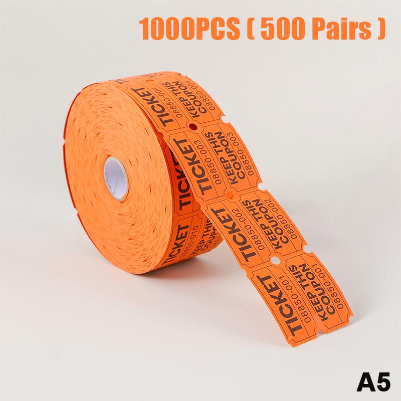 1000 Pezzi Biglietti Lotteria Colorati Strappabili Doppi Rotoli Biglietto d'Ingresso, Per Eventi, Gare, Premi in Classe, Carnevali