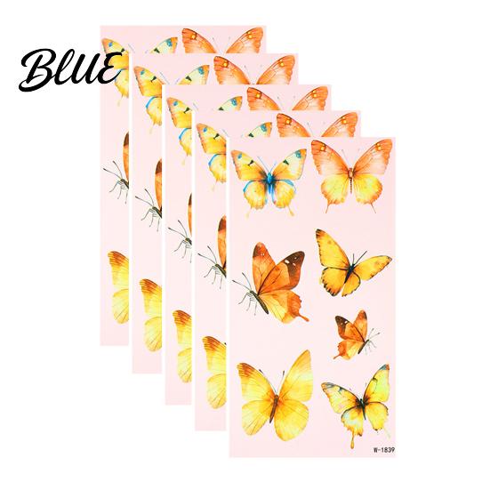 Temporary Face Tattoos 5 Sheets Butterfly Tattoo Stickers Waterproof Flower Tattoos Colorful Long-lasting Body for Parties Night Club Music Festival