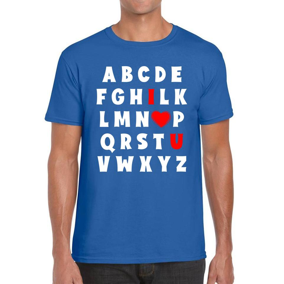 I Love You In Alphabet ABC Valentine s Day English Alphabet I Love You Mens Tee Top XL