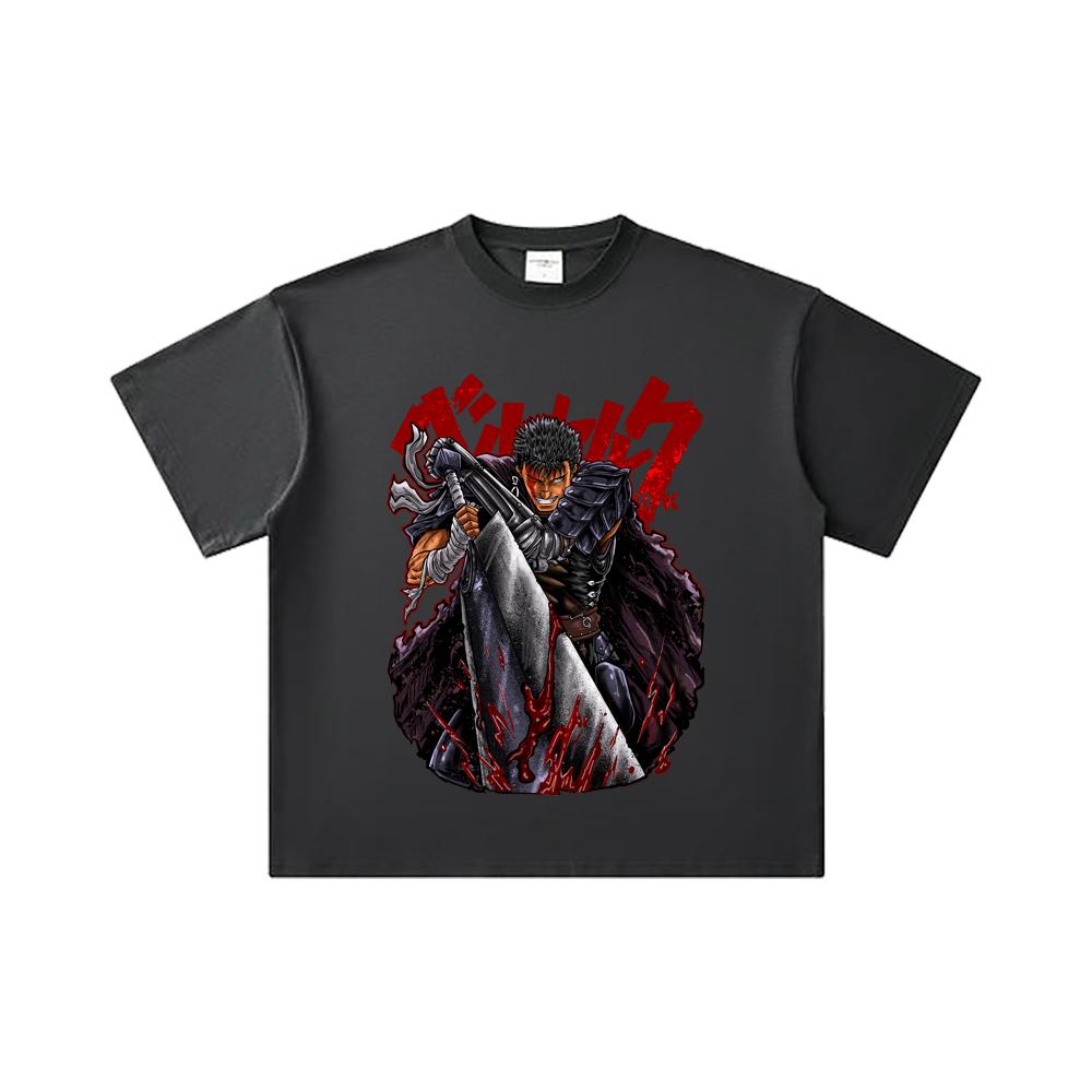 260 GSM Double Yarn 32 Count 100% Cotton Berserk V7 Print Unisex Heavy Cotton T Shirt… More