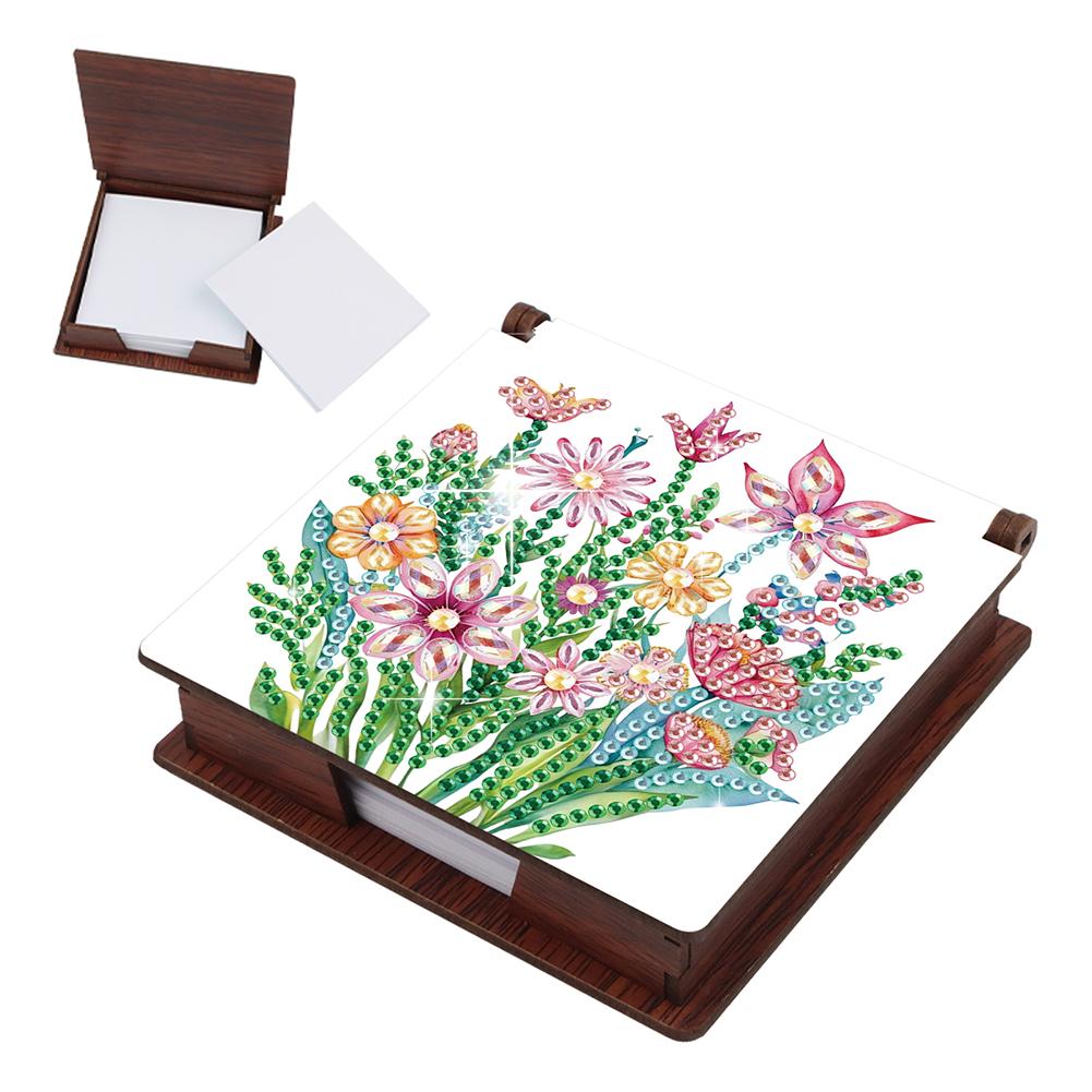 

Elegant Gem Painting Memo Box Wishing Bottle Gem Art Sticky Note Holder Rhinestones Post It Dispenser for Home Office